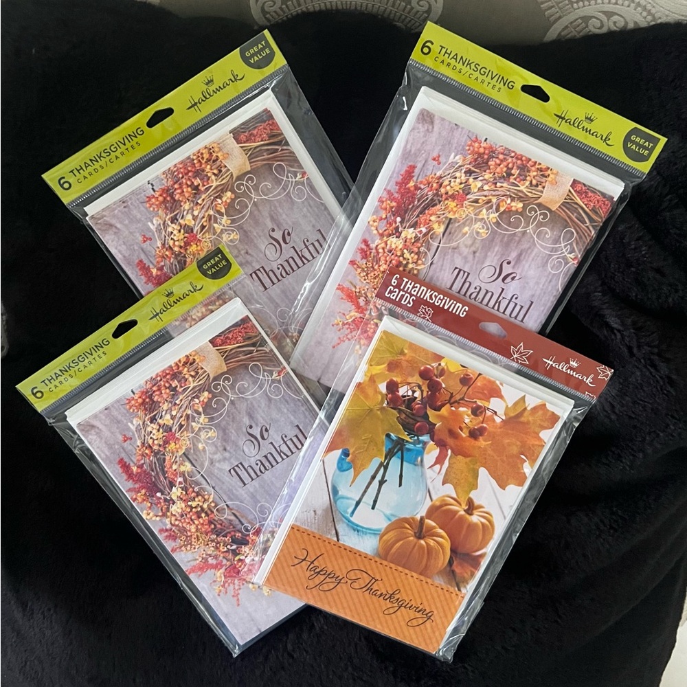 Hallmark Thanksgiving Greeting Cards Set - Lot of 24 with Bonus Snoopy Stickers